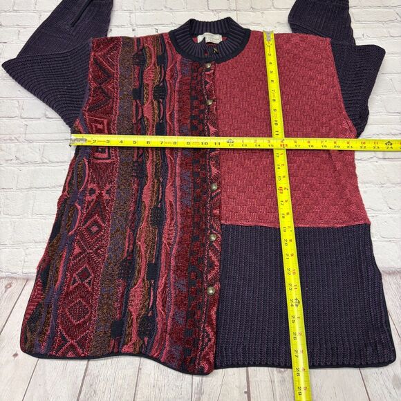 Coogi Australia Women Cardigan Sweater Cable 3D Knit Size Medium Artsy D011 -11 - Picture 2 of 16